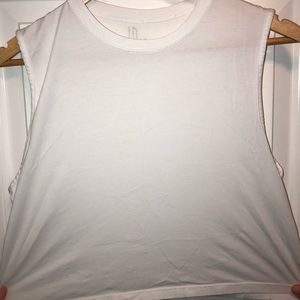 White workout crop top